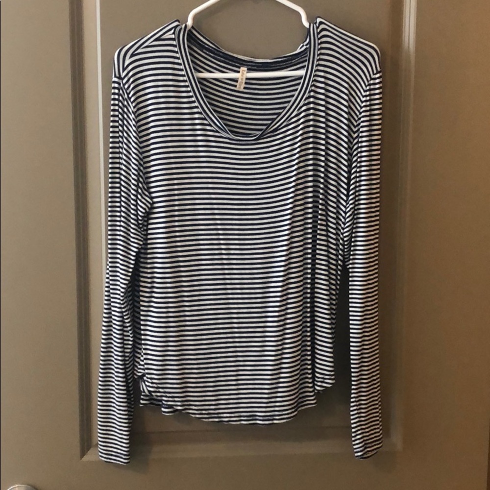 White & Navy striped long sleeve shirt